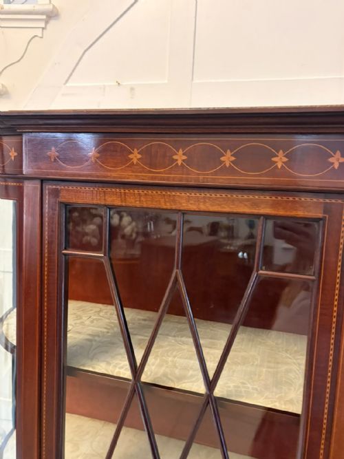 ANTIQUE EDWARDIAN MAHOGANY INLAID BOWENDED DISPLAY CABINET - ADDITIONAL PHOTO 11