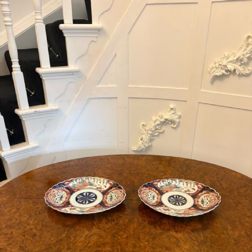 ANTIQUE JAPANESE MEIJI IMARI OVAL PORCELAIN DISHES PAIR