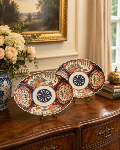 ANTIQUE JAPANESE MEIJI IMARI OVAL PORCELAIN DISHES PAIR - ADDITIONAL PHOTO 13