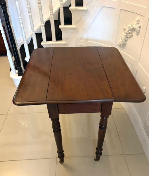 ANTIQUE VICTORIAN MAHOGANY PEMBROKE DROP LEAF DINING TABLE - ADDITIONAL PHOTO 3