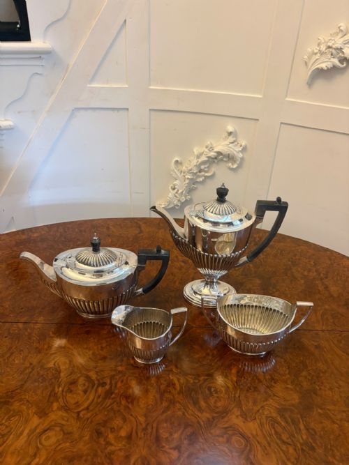 ANTIQUE EDWARDIAN FOUR PIECE SILVER PLATED TEA AND COFFEE SET