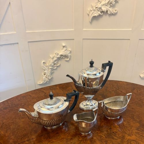 ANTIQUE EDWARDIAN FOUR PIECE SILVER PLATED TEA AND COFFEE SET - ADDITIONAL PHOTO 4