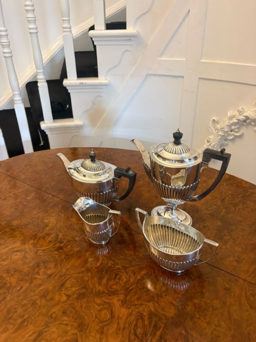 ANTIQUE EDWARDIAN FOUR PIECE SILVER PLATED TEA AND COFFEE SET - ADDITIONAL PHOTO 13