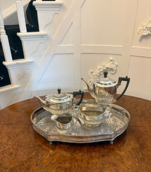 ANTIQUE EDWARDIAN FOUR PIECE SILVER PLATED TEA AND COFFEE SET - ADDITIONAL PHOTO 15