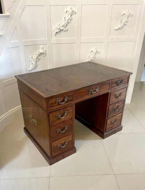 Antique Victorian Quality Mahogany Free Standing Kneehole Desk