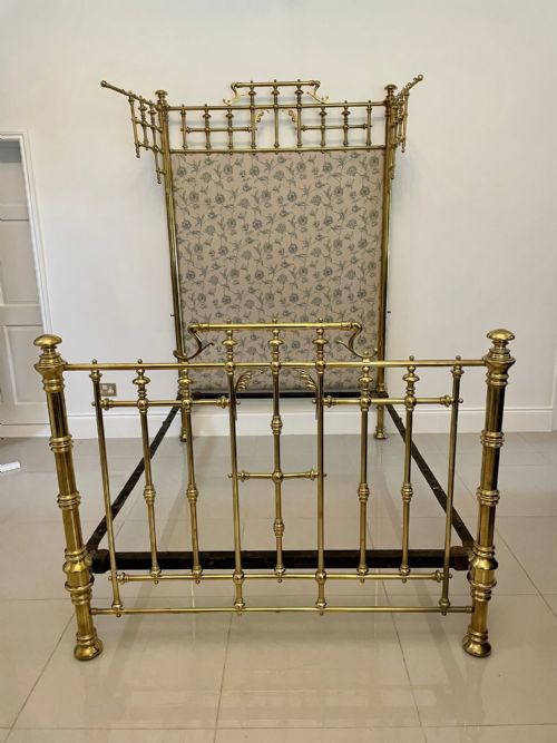 Magnificent Exhibition Quality Antique Victorian Gilded Solid Brass Half Tester Double Bed