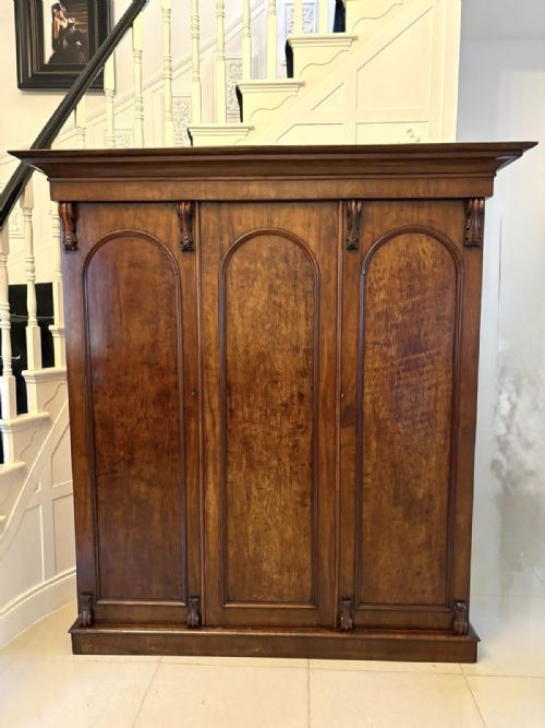 Antique Victorian Quality Figured Mahogany Three Door Wardrobe