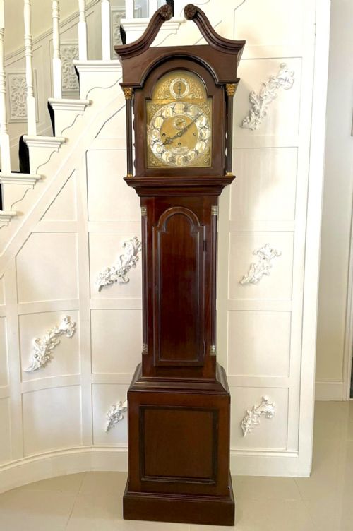Antique Victorian Mahogany Eight Bell Musical Grandfather Clock by Winsor Bishop Norwich