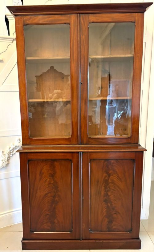 Antique Victorian Quality Figured Mahogany Bookcase
