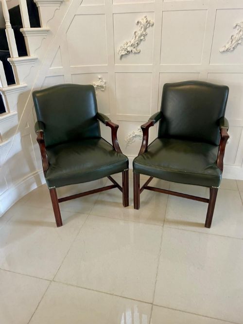 Pair of Antique Quality Leather and Mahogany Desk Chairs