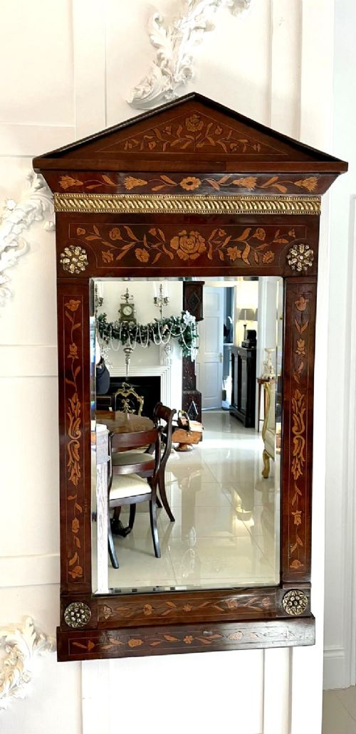 Outstanding Quality Antique George III Dutch Marquetry Mahogany Inlaid Wall Mirror