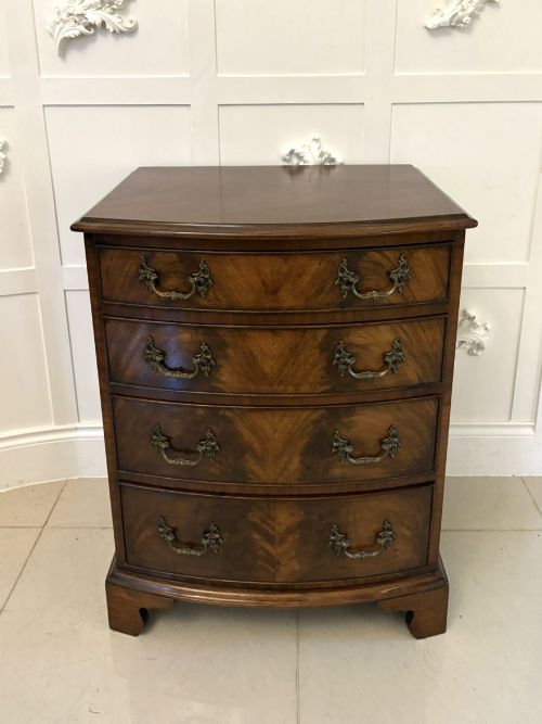 Antique Edwardian Quality Figured Mahogany Bow Fronted Chest of Four Drawers