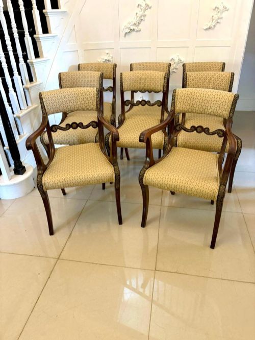 Exhibition Quality Set of Eight Antique Regency Mahogany Dining Chairs