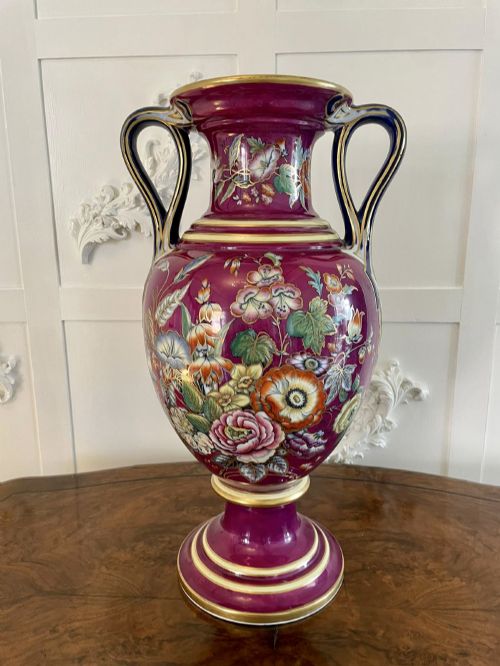Exceptional Large Staffordshire Porcelaneous Twin Handled Vase