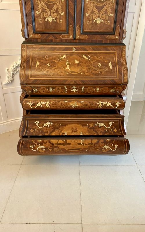 Outstanding Quality Antique Italian Marquetry Inlaid Burr Walnut Bureau Bookcase View VIII