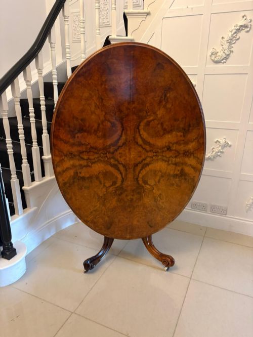 Antique Victorian Burr Walnut Oval Centre Dining Table 6 Seater Tilt Top