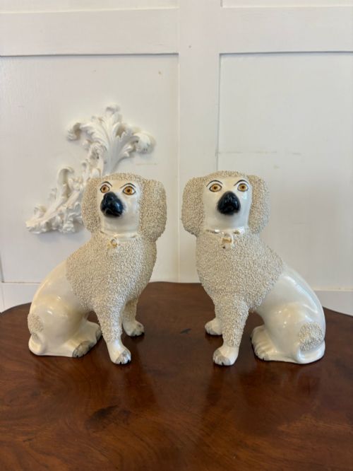 Pair of Antique Victorian Quality Staffordshire Poodles