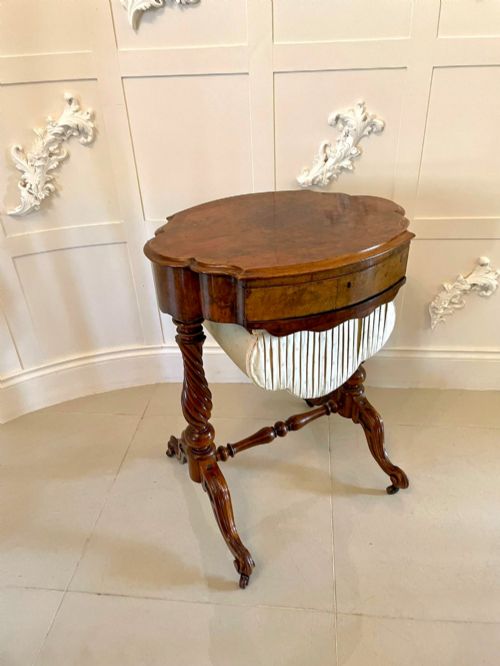 Antique Victorian Burr Walnut Work Table