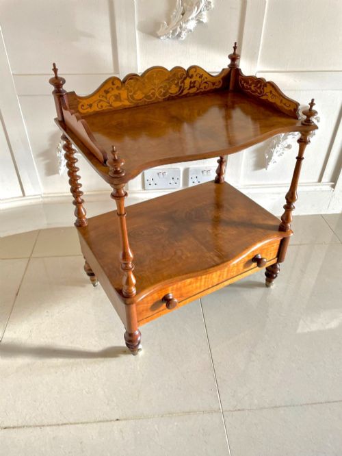 Antique Victorian Quality Burr Walnut Inlaid Lamp Table