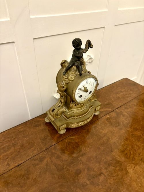 fig 2. Antique Victorian French Quality Ornate Ormolu and Bronze Mantle Clock