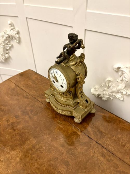fig 3. Antique Victorian French Quality Ornate Ormolu and Bronze Mantle Clock
