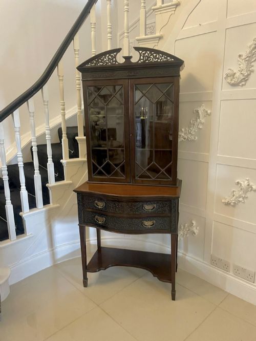 Antique Victorian Quality Carved Mahogany Display Cabinet
