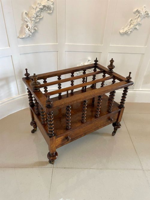 Large Fine Quality Antique Victorian Burr Walnut Canterbury