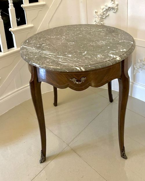 Antique Victorian Quality French Freestanding Kingwood Marble Top Centre/lamp Table