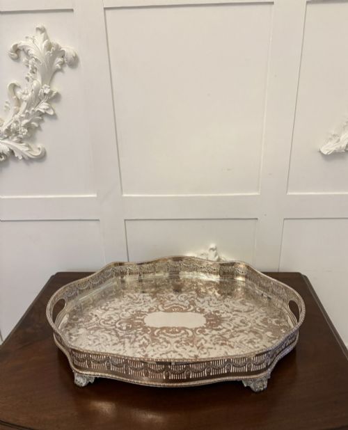 Antique Edwardian Quality Sheffield Plated Engraved Tea Tray