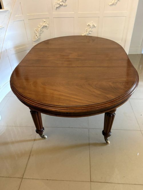 Antique Victorian Mahogany Extending Dining Table, Wind Out Oval Dining Table on Castors
