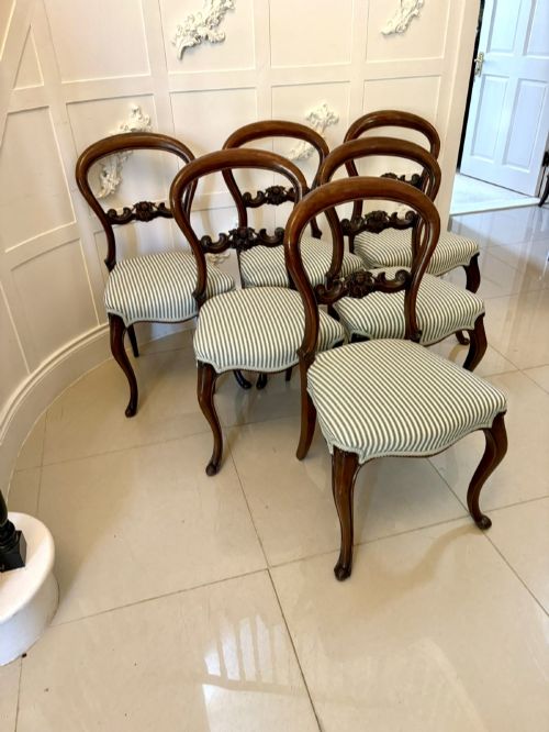 Set of 6 Antique Victorian Quality Carved Mahogany Balloon Back Dining Chairs