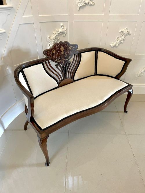 Antique Victorian Quality Mahogany Inlaid Settee