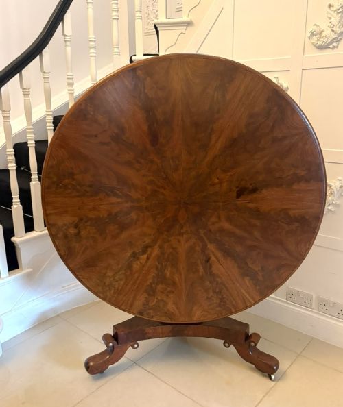Antique Regency Figured Mahogany 6 Seater Circular Tilt-top Dining Centre Table