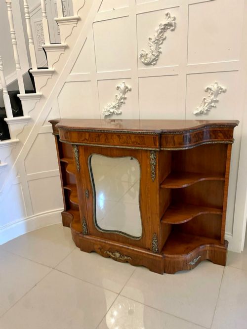 Antique Victorian Burr Walnut Ormolu Mounted Credenza Cabinet Sideboard