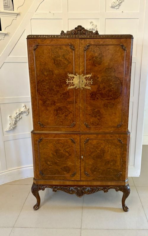 Outstanding Quality Antique Burr Walnut Cocktail Cabinet