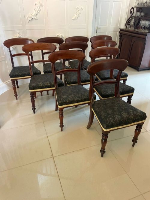 Antique Victorian Set of 10 Quality Mahogany Dining Chairs