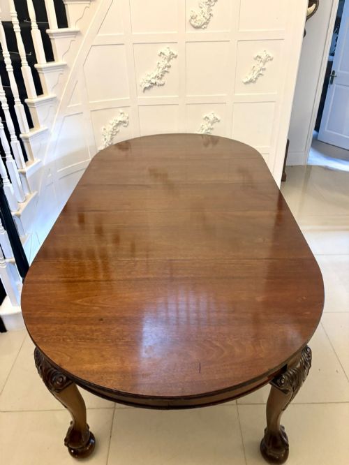 Antique Quality Victorian 10 Seater Figured Mahogany Extending Dining Table with Carved Claw and Ball Legs