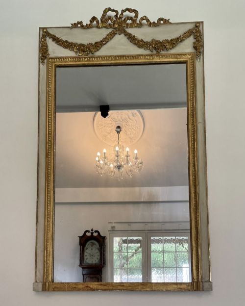 Large Antique Victorian Quality Giltwood and White Painted Overmantle Mirror