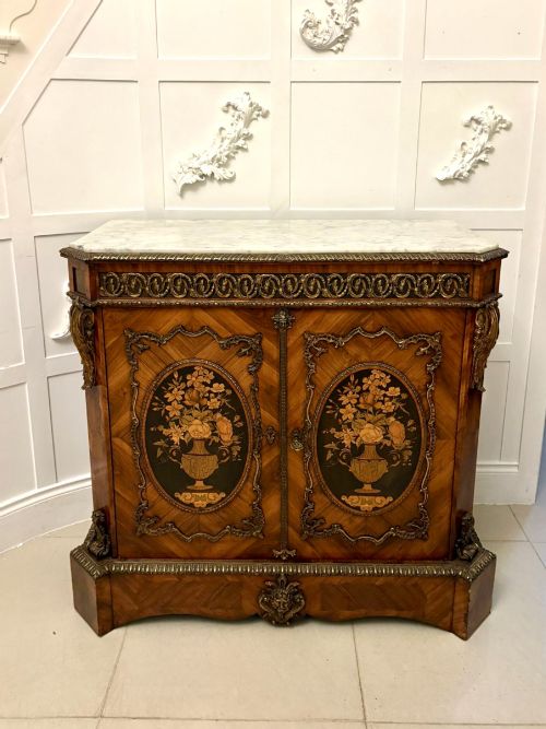 Exceptional Quality Antique French Louis XVI Style Marble-top Side Cabinet