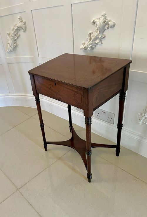 Antique Regency Freestanding Quality Mahogany Inlaid Lamp Table