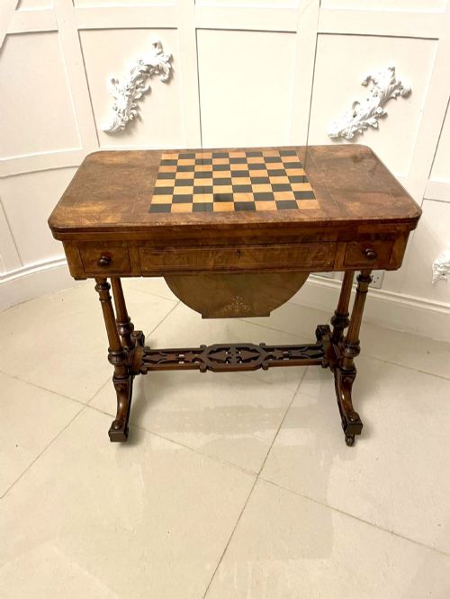 Fine Quality Antique Victorian Burr Walnut Inlaid Games Table
