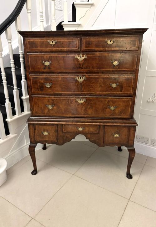 Exceptional Quality Early 18th Century Antique George I Walnut Chest on Stand