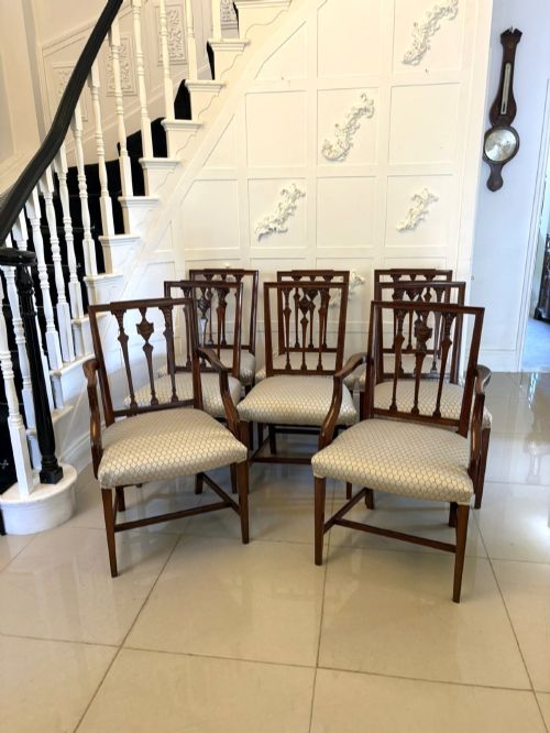 Antique Victorian English Mahogany Dining Chairs Set of 8 Carvers Newly Upholstered