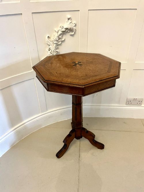 Unusual Antique Victorian Quality Oak Lamp Table