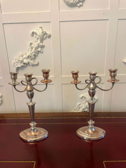 Pair of Antique Victorian Quality Sheffield Plated Candelabras