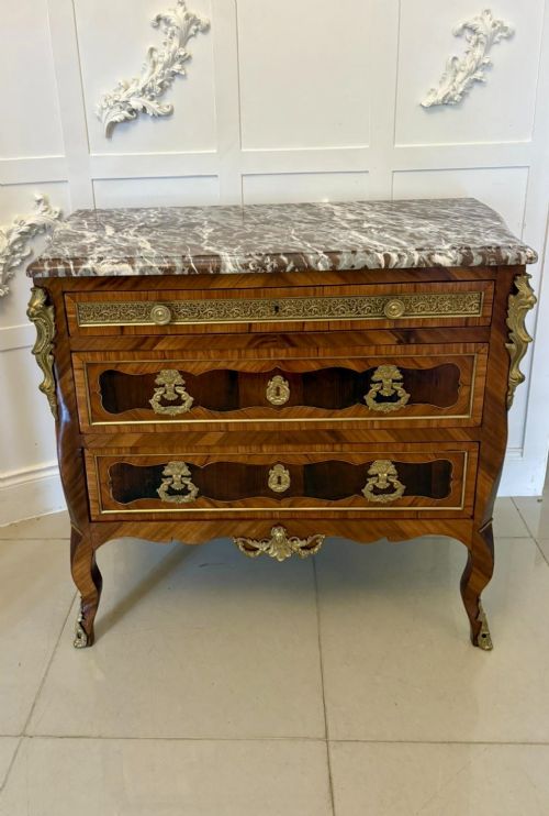 Outstanding Quality Antique Victorian French Marble Top Commode Chest of Drawers