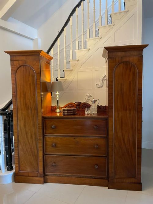 Large Unusual Antique William IV Quality Mahogany Wardrobe
