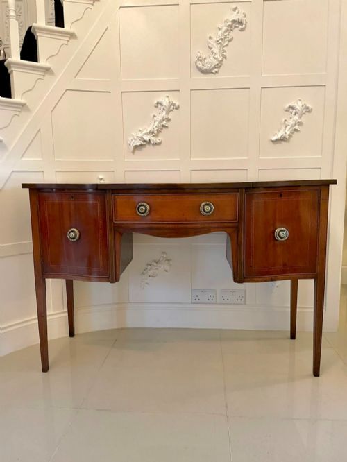 Quality Antique Edwardian Inlaid Mahogany Serpentine Shaped Sideboard