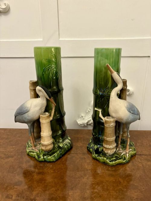Unusual Pair of Antique Victorian Quality Bretby Vases