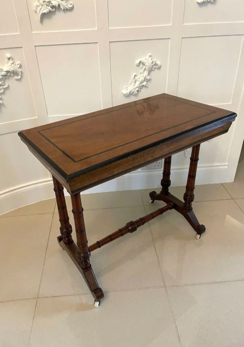 Antique Arts and Crafts Quality Oak and Ebony Fold Over Card/side Table